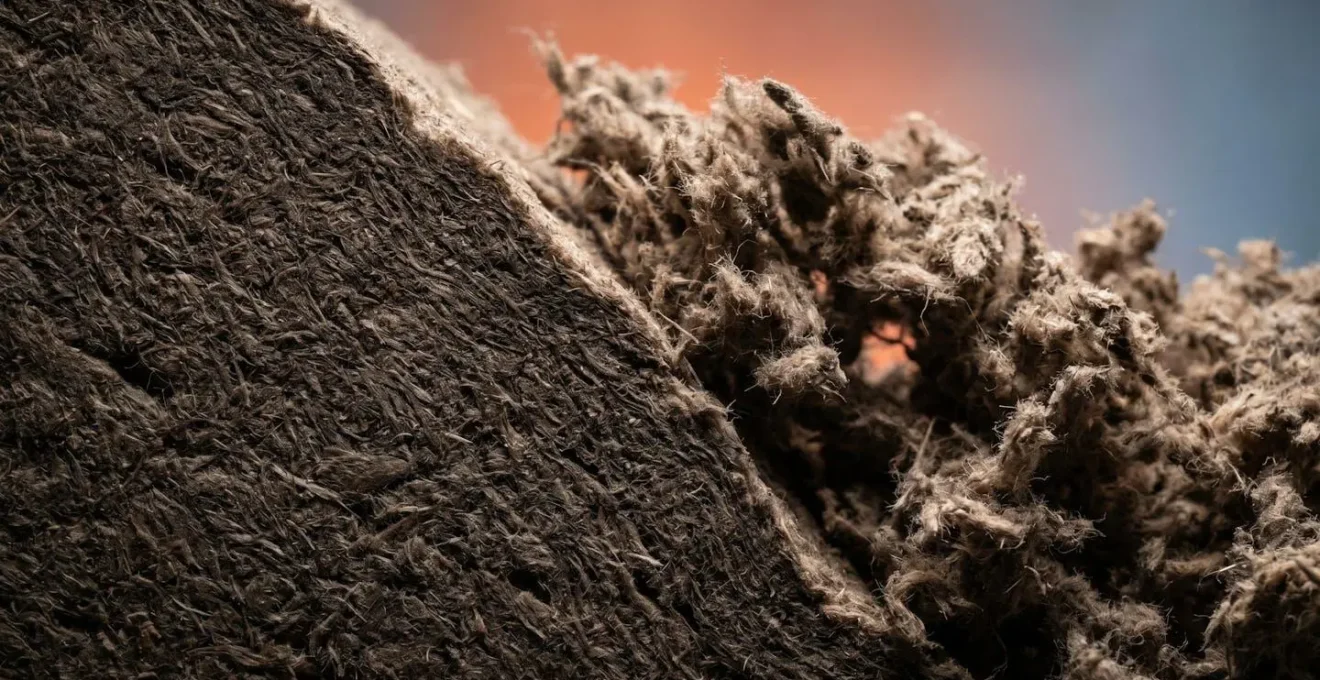 Représentation visuelle des fibres de cellulose montrant l'effet de sous-densification dans un entretoit