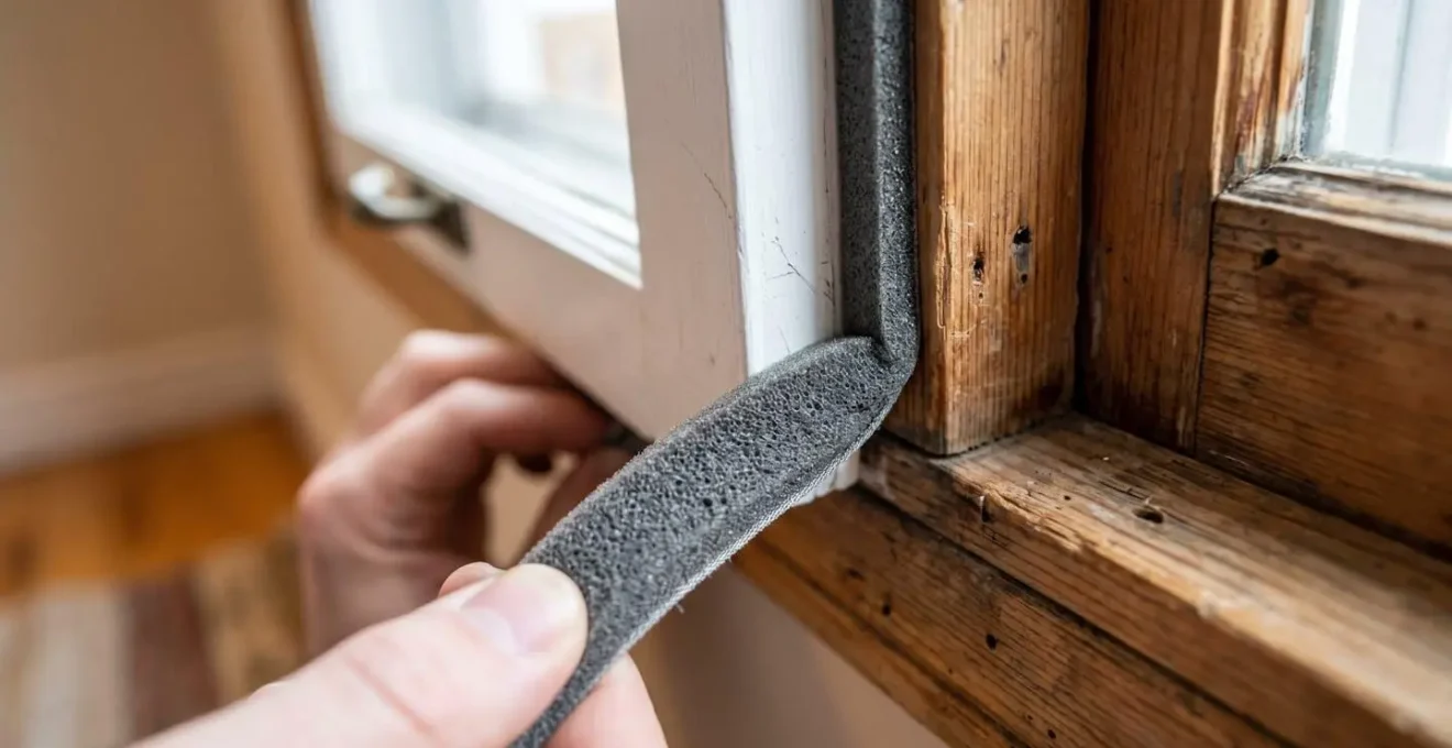 Travaux de calfeutrage et d'étanchéité à l'air autour d'une fenêtre pour projet DIY d'isolation