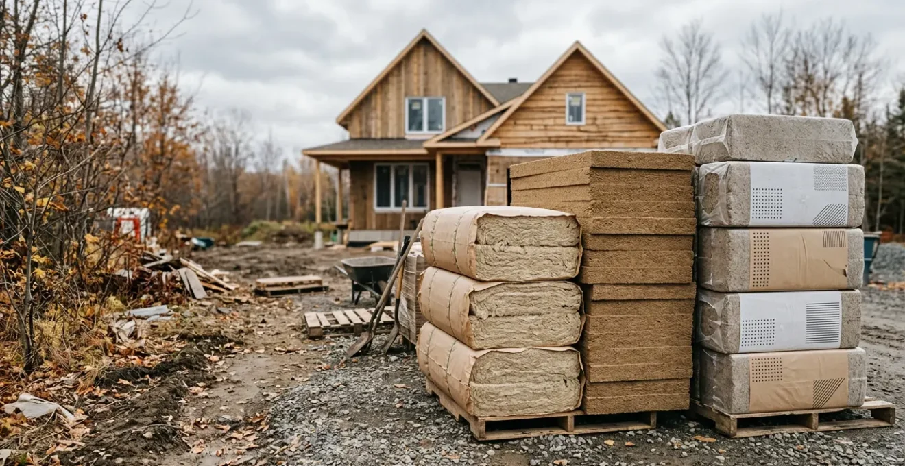 Matériaux d'isolation naturels certifiés pour une maison au Québec avec documentation de conformité