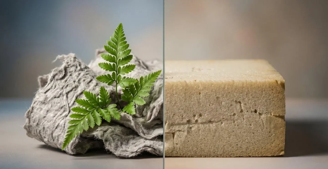 Illustration comparative du cycle de vie du carbone entre la cellulose biosourcée et l'uréthane pétrosourcé