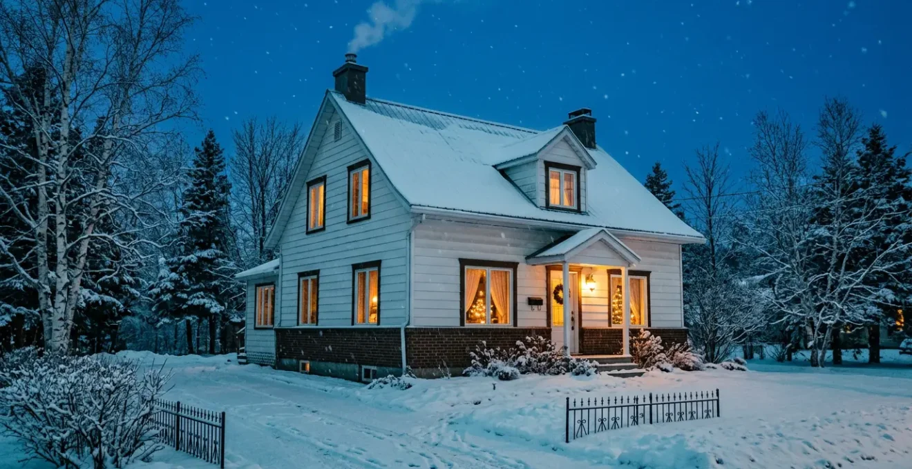 Inspection thermographique d'une maison québécoise révélant les zones de perte de chaleur en hiver