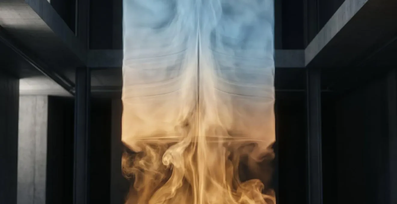 Représentation visuelle de la convection thermique et de l'effet de cheminée dans une structure de bâtiment