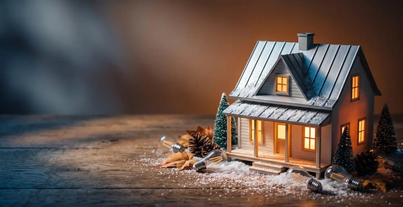 Concept métaphorique d'économies d'énergie dans une maison québécoise bien isolée