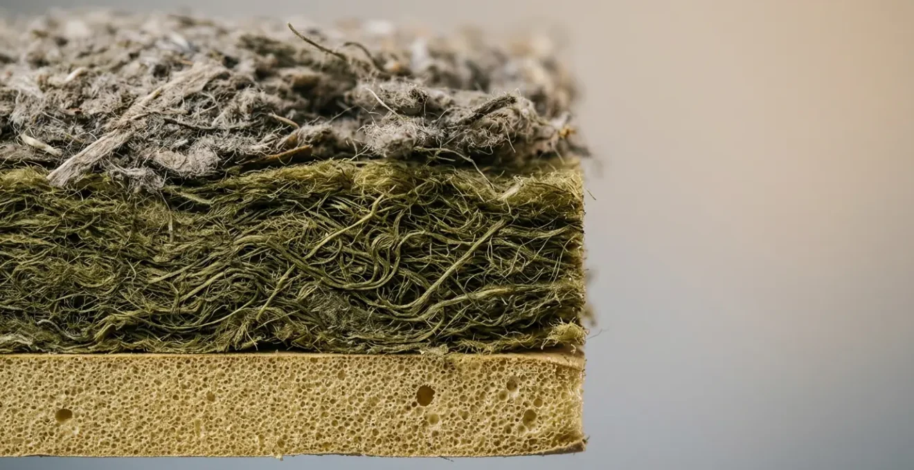 Détail macro de matériaux isolants haute performance pour maison québécoise
