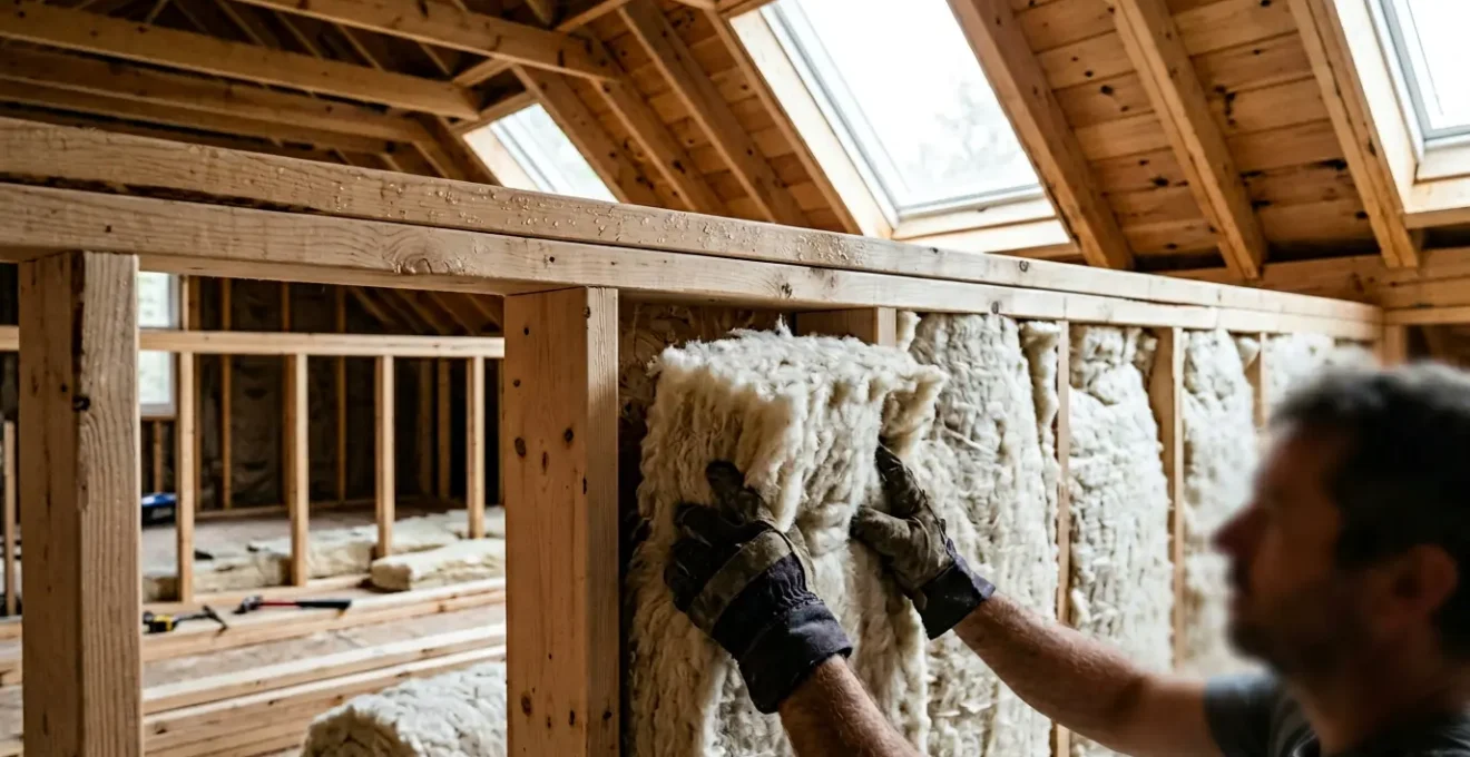 Installation de laine de mouton naturelle pour isolation thermique dans un climat nordique humide