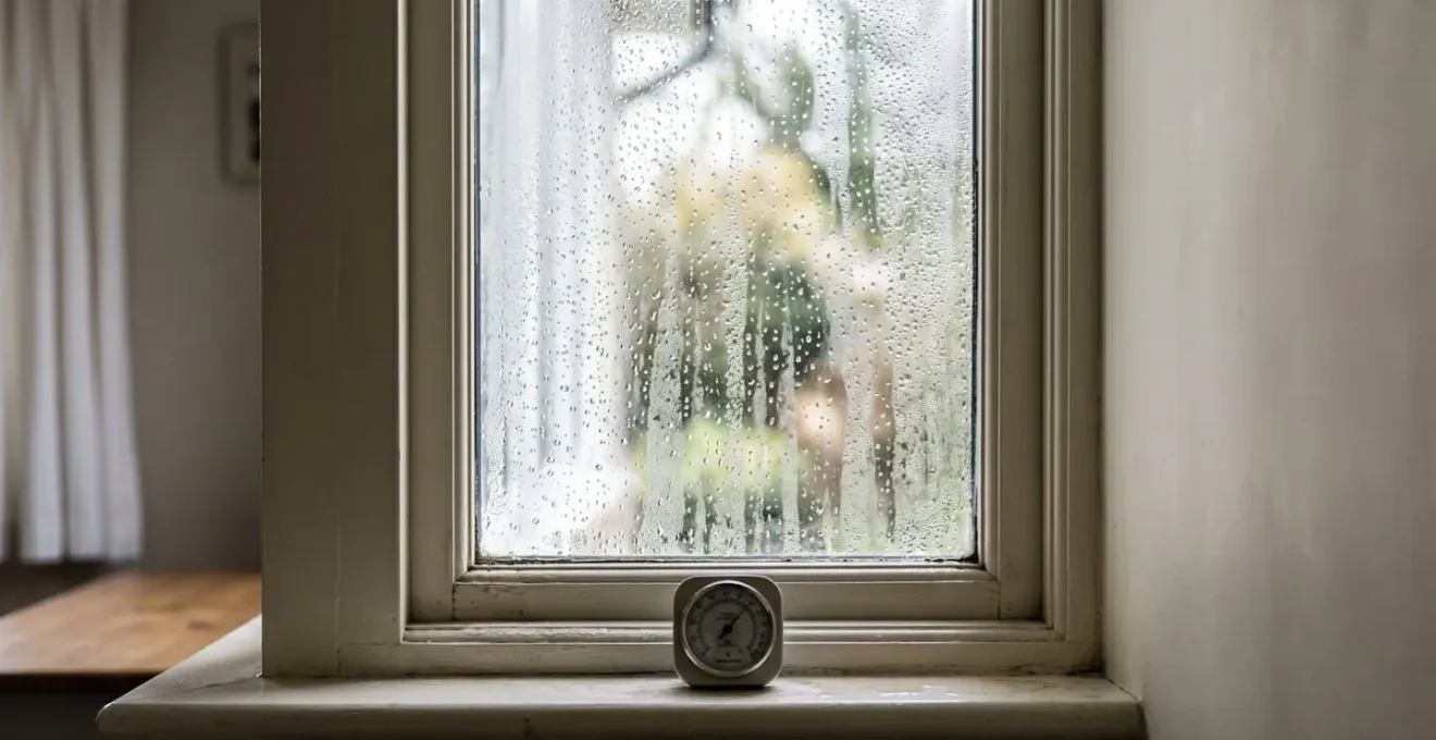 Illustration symbolique d'une maison trop etanche sans ventilation adequate montrant les problemes d'humidite