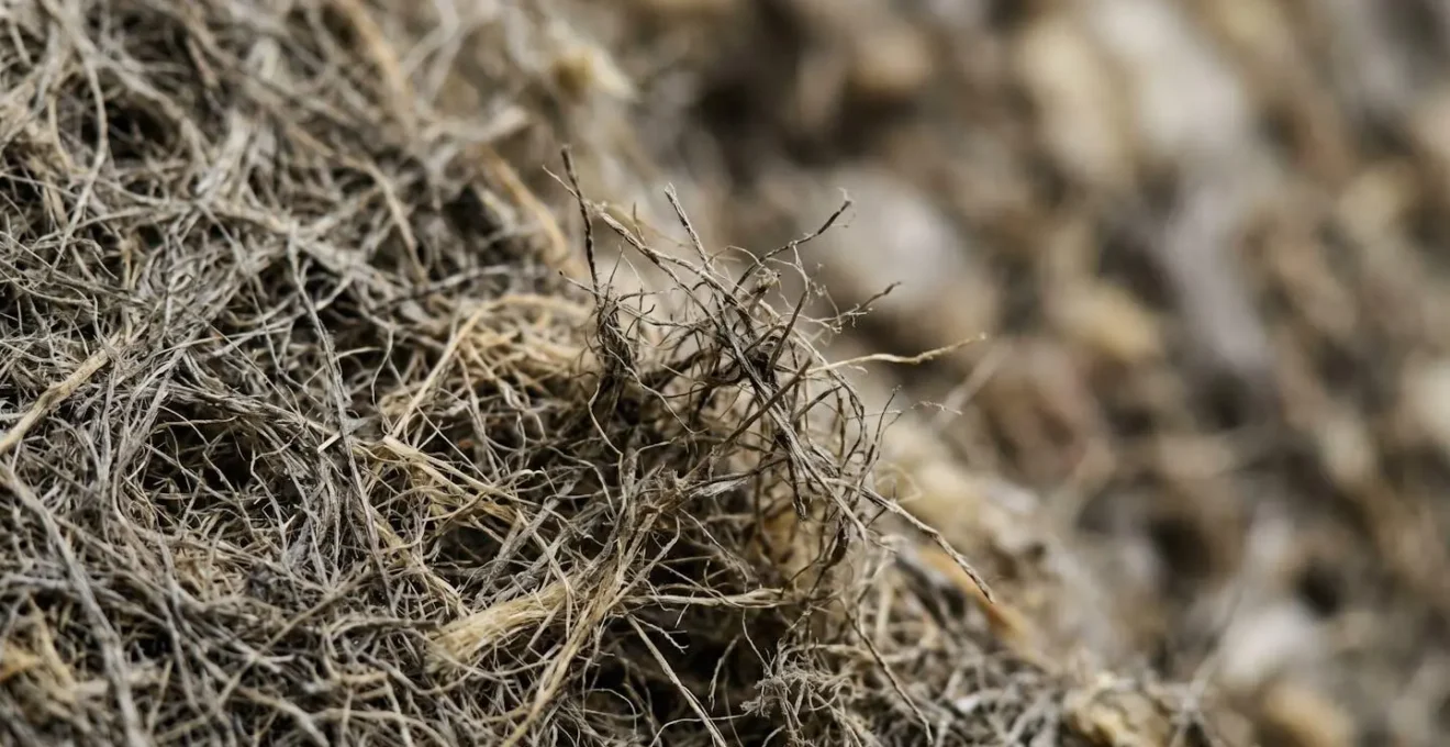 Gros plan sur la texture des matériaux isolants montrant leur structure fibreuse