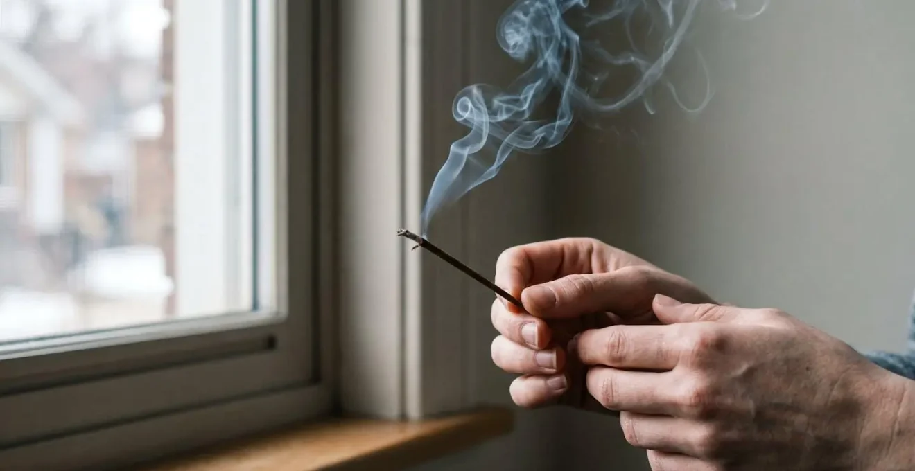 Visualisation de la fumée d'encens révélant un courant d'air froid près d'une fenêtre